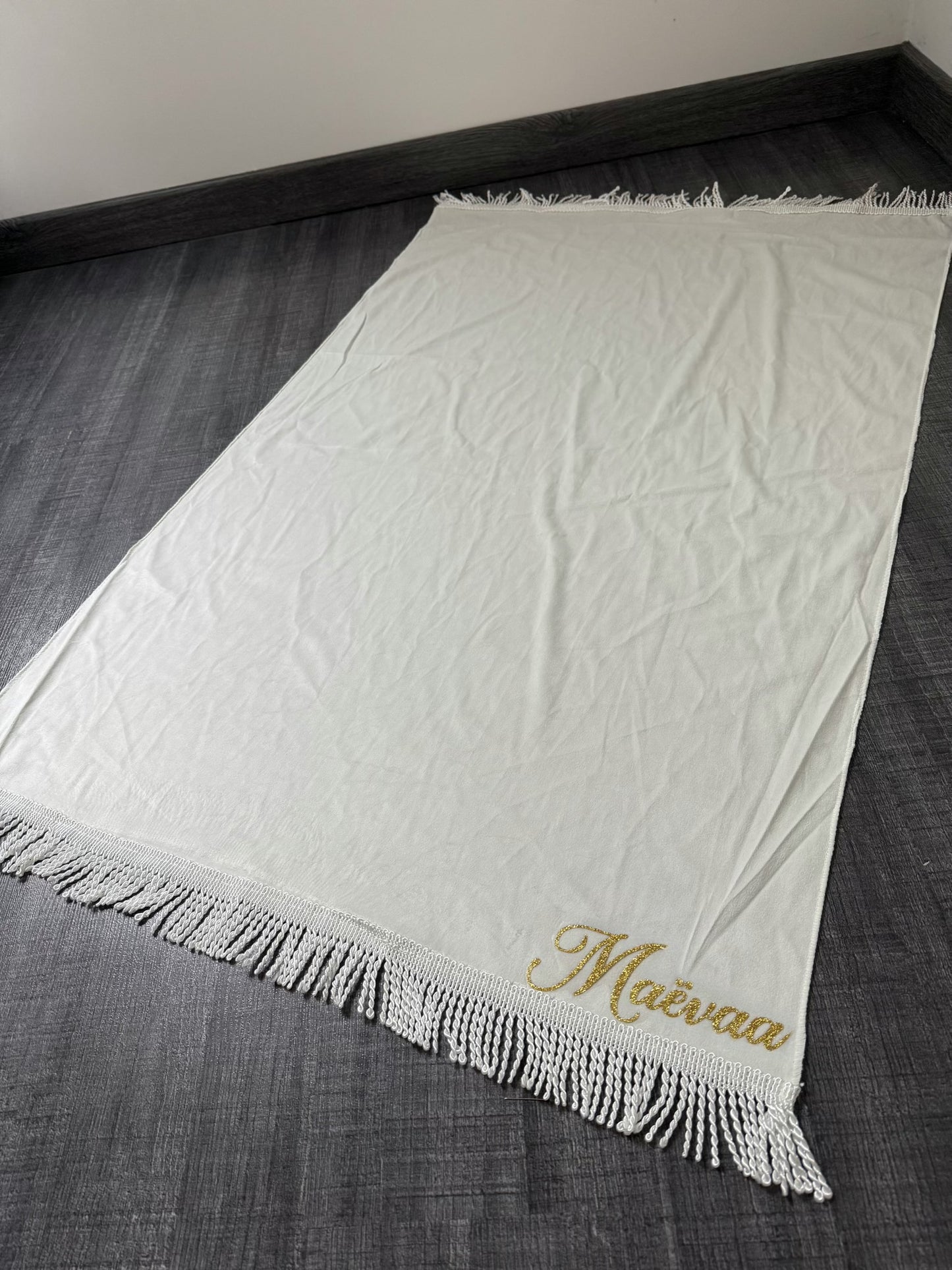 Tapis de prière extra fin personnalisé blanc